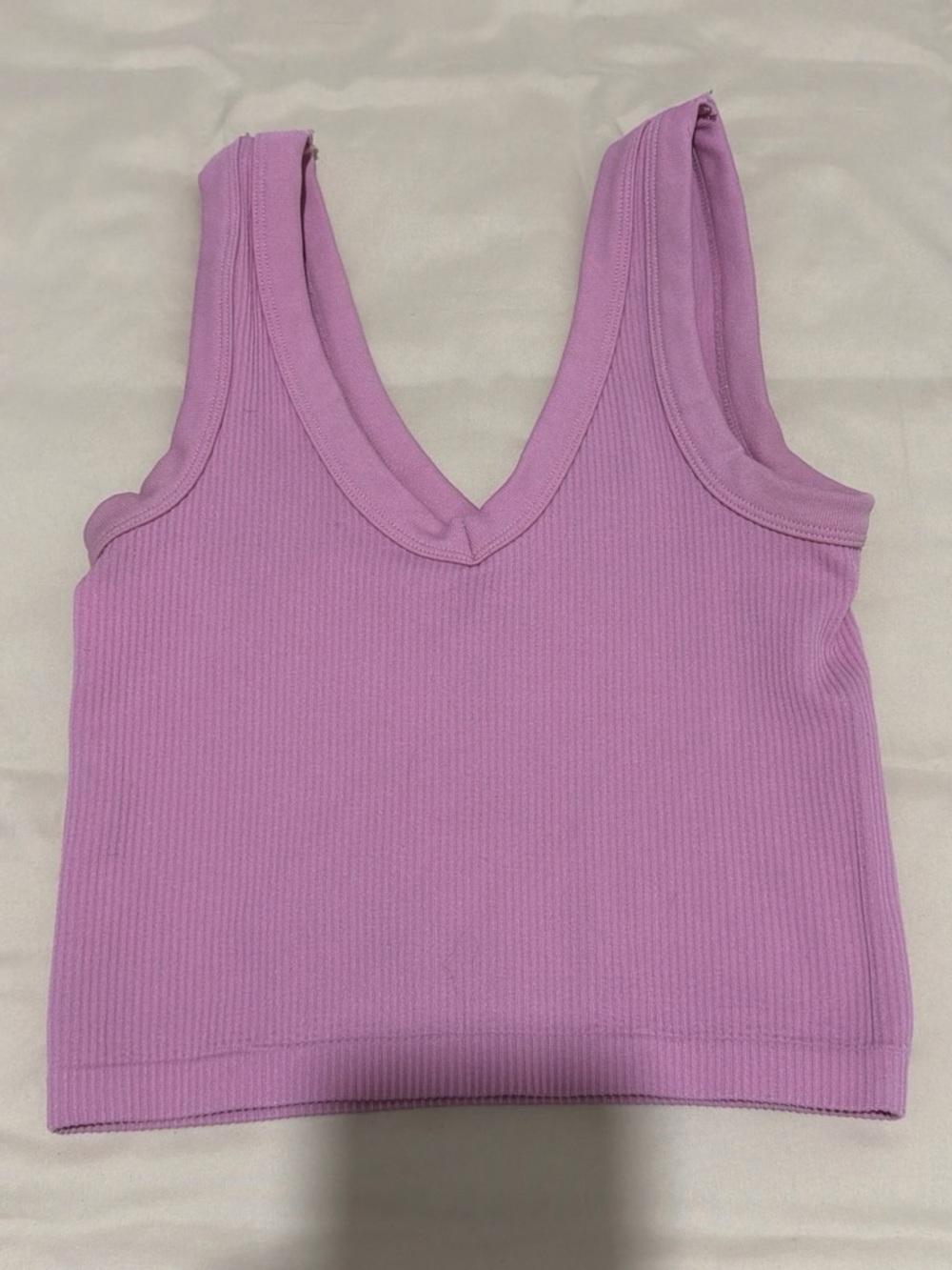 Lilac Ribbed V-Neck Crop Tank Top - Women